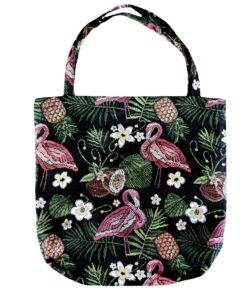 Torba 45cm x 42cm Flamingi czarne